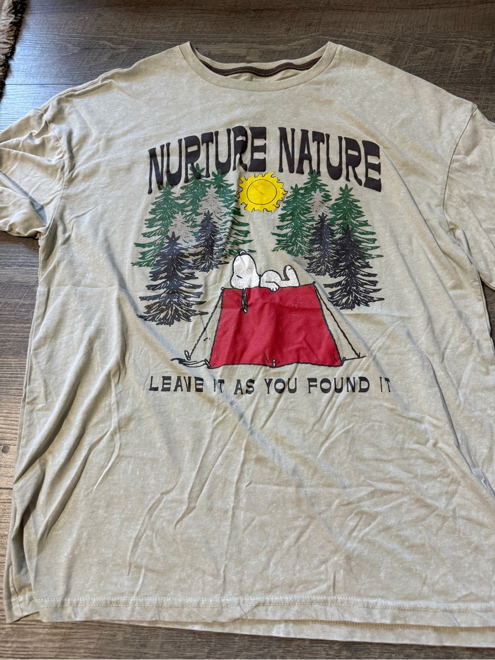 Peanuts Hybrid Beige and Brown Logo Tee